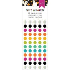 American Crafts Enamel Sticky Back Dots Happy Halloween Bright Orange Pink Blue