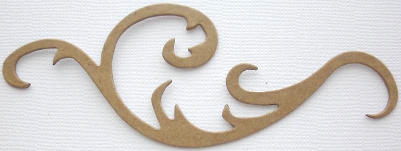 {3} *ELEGANT FLOURISH* Swirl Bare Unfinished Chipboard Die Cuts – 1 1/2″ x 4″