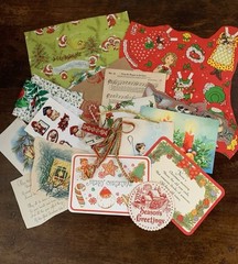 Assorted Holiday Themed Vintage Junk Journaling Paper & Buttons Packet 130 Items