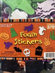 Halloween Foam Craft Stickers 100+Total-Bats/Pumpkins/Skeletons/Bat/Witches Hats