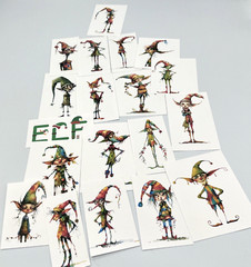 19 Pc QUIRKY CHRISTMAS ELF 3 Supplies Kit For Junk Journal Card Making Scrapbook