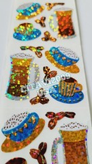 HAMBLY STUDIOS PRISMATIC STICKERS FOOD DRINKS COFFEE CAPPUCCINO LATTE VINTAGE.