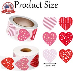 500 Pcs Funky Heart roll Stickers, Valentine’s Day Heart Stickers, Valentine’s L