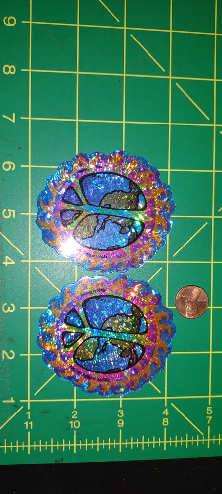 Holographic Peace Stickers Set of 2 Round Iridescent Foil Seal 2.5in Crafts