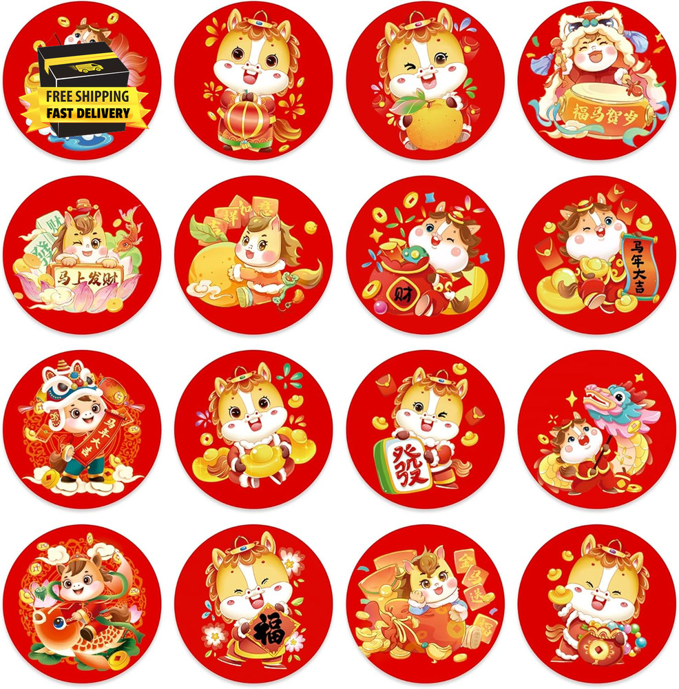160PCS Lunar New Year Stickers – 2026 Chinese New Year of the Horse Sticker for