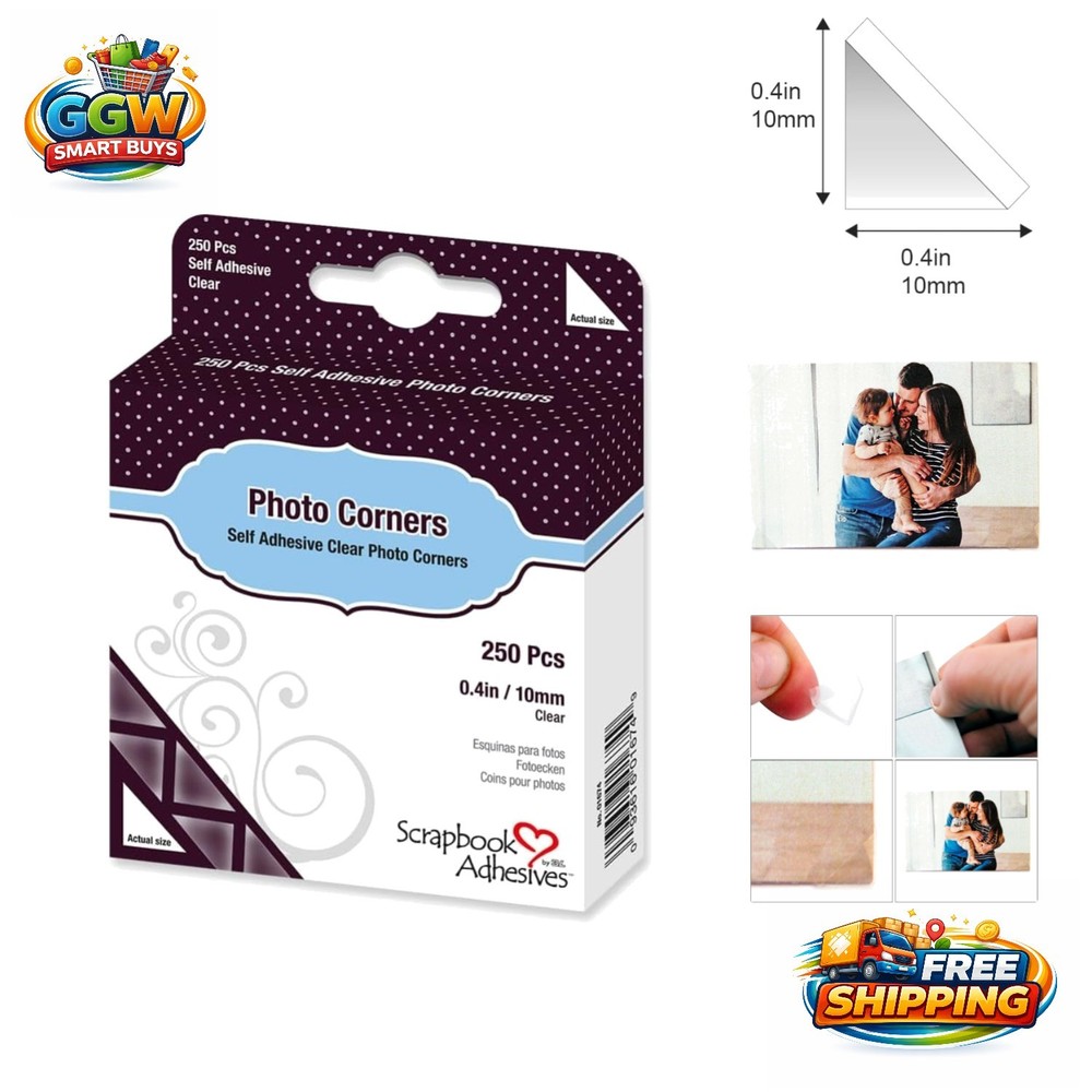 Archival Safe 250-Piece Clear Photo Corners for Memorable Displays & Projects