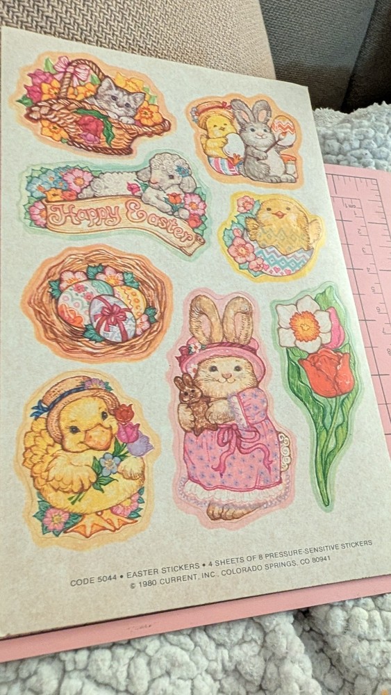 Vintage Current Inc Stickers Easter 1 Sheet 1980(Heavy Age Discoloration)