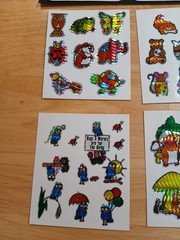 Vintage 1980s Stickers Prism Sparkle BJ Unicorns Insects Animals Faces 12 Sheets