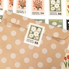 Flower Stamp Stickers,600Pcs Flower Thank You Baby Shower Stickers Waterproof La