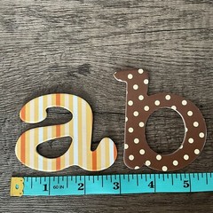 Set of 36 Chipboard Letters Autumn Orange Brown Polka Dots Stripes Scrapbooking