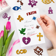 500Pcs Christian Glitter Stickers – Foam Self-Adhesive Bible Cross Art Craft