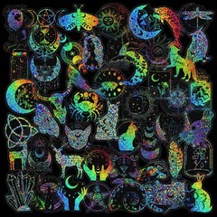 100 PCS Colorful Laser Magic PET Stickers Aesthetic for DIY Guitar Scrapbooking