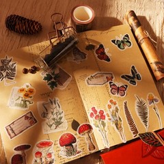 200Pcs Vintage Scrapbook Stickers, Aesthetic Junk Journal Stamping Multicolor
