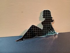 Vintage Stickers MUD FLAP GIRL Glossy Foil Vending Sticker VTG PVI Checkered 01