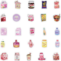 100Pcs Cute Snack, Food, and Drink Stickers Set – Kawaii Small Stickers for T…