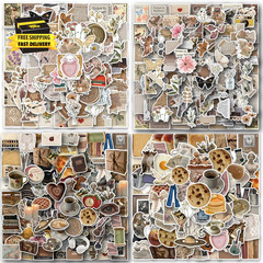 200Pcs Vintage Aesthetic Stickers, Cute Retro Journaling Scrapbooking Stickers P