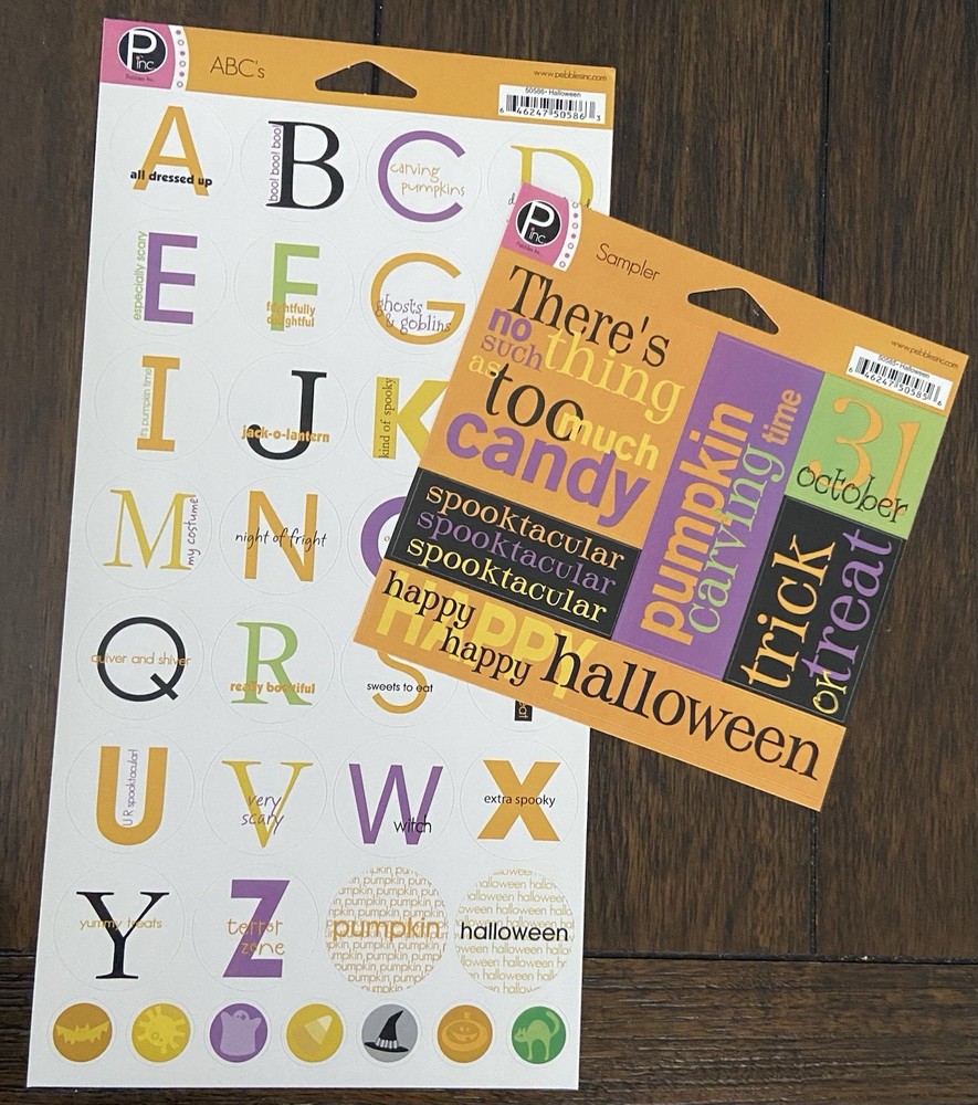 PEBBLES INC STICKERS ABC PHRASES HALLOWEEN PUMPKIN SPOOKY MEMORIES