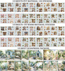4 for Garden Landscape Scrapbooking Stickers Pre-Cut 300 Washi Stickers 300 PET