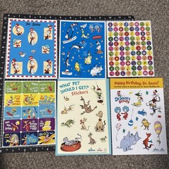 Vintage Sticker Lot Dr. Seuss Cat in the Hat 6 Sheets AGC, Gibson, Hallmark, etc