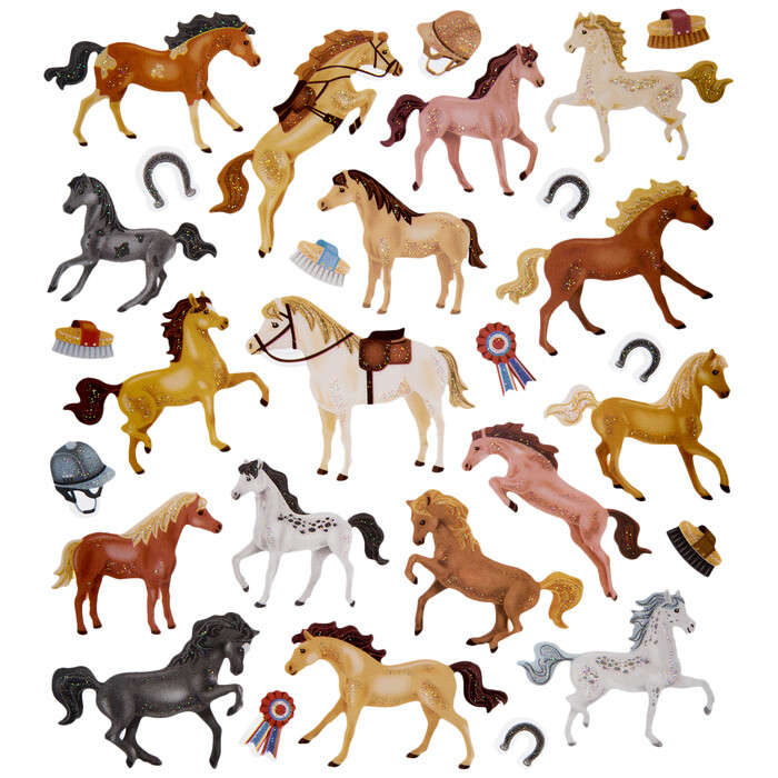 Horse Ponies Equestrian Rodeo Glitter Stickers Planner Papercraft Cards Crafts