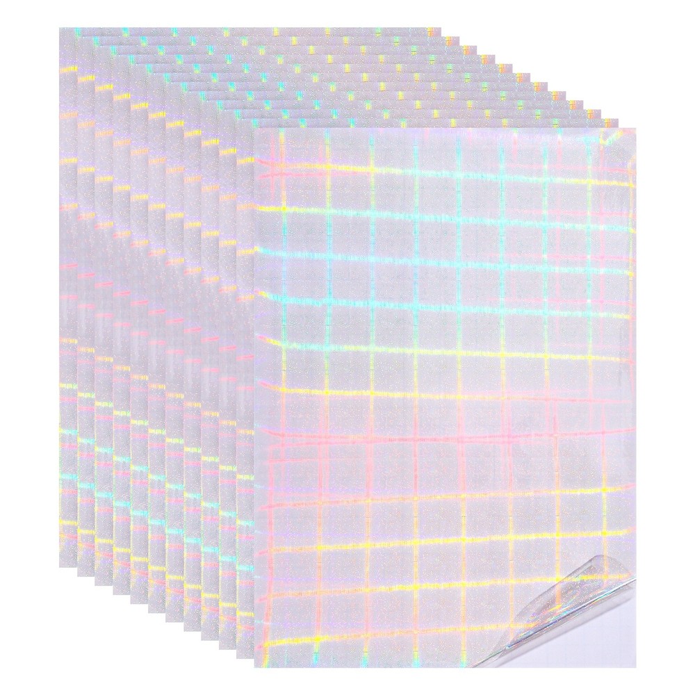 12x8in Holographic Laminate Sheets 12Pcs, Sticker Paper Grid Dot Pattern