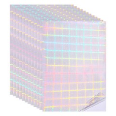 12x8in Holographic Laminate Sheets 12Pcs, Sticker Paper Grid Dot Pattern