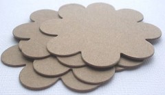 {4} SCALLOPED FLOWER – Bare Scallop Unfinished Chipboard Die Cuts – 2 13/16″