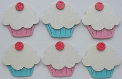 {6} SPRiNKLES – PiNK & BLUE GLiTTER Cupcakes Chipboard Die Cuts