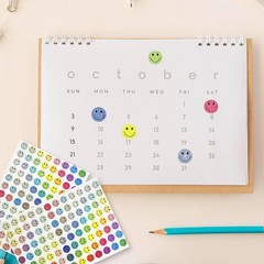 0.5 Inch Shiny Happy Face Stickers, Multicolored Circle Reward Labels