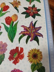 2 SHEETS 20 Pcs Sparkling Stickers Flowers Floral Brand New Vintage