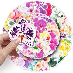 Elegant Orchid Flowers Vinyl Stickers, 50 PCS Waterproof Realistic Floral Decals