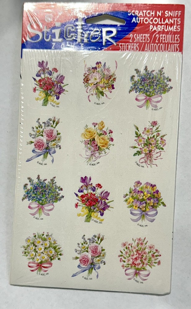 Scratch N Sniff Stickers Flowers Floral Vintage Forget Me Not Bouquet 2 Sheets