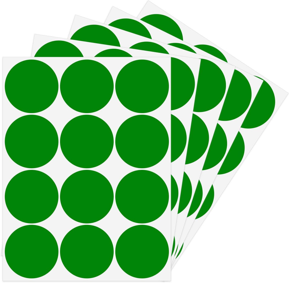 2 Inch Green Stickers Large Colored Dot Stickers Big Removable Waterproof round