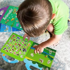 3 Sets Reusable Sticker Books for Kids Farm Zoo Animal Vehicle Age 3-6