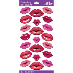 Crafts Sticko Stickers Lips Kisses Holographic Pink Red Repeats
