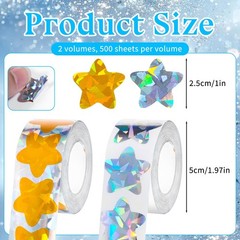 1000 PCS Holographic Star Stickers 1 inch Adhesive Glitter Foil Metallic Stic…