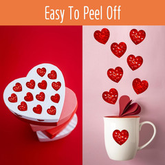 500 PCS Holographic Red Heart Stickers, Sparkly Metallic Heart Sticker Self Adhe