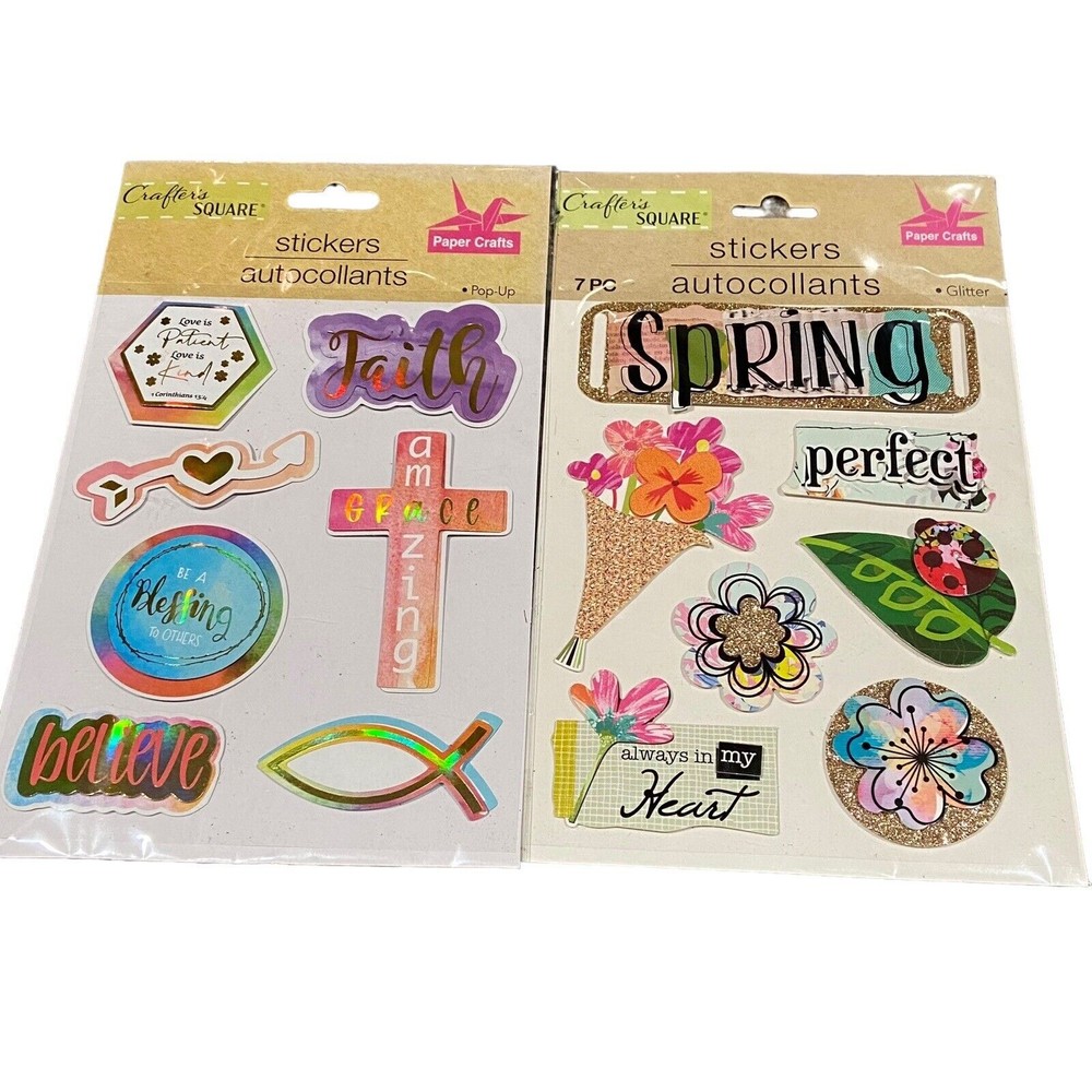 Crafter’s Square Spring Faith Believe Flowers Pop-Up Sticker Lot Of 2