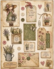 Cute Vintage Garden Junk Journal Embellishments Scrapbook USA PICK A Set