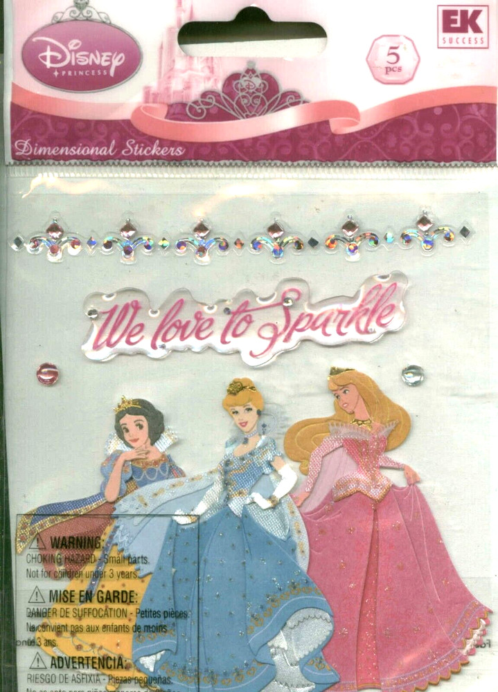 Disney Princess Cinderella Snow White Aurora Love to Sparkle Jewels Stickers