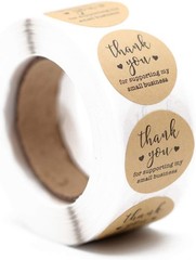 Round Kraft Thank You Stickers – 1.5» Adorable Labels for Packaging (500 Roll)