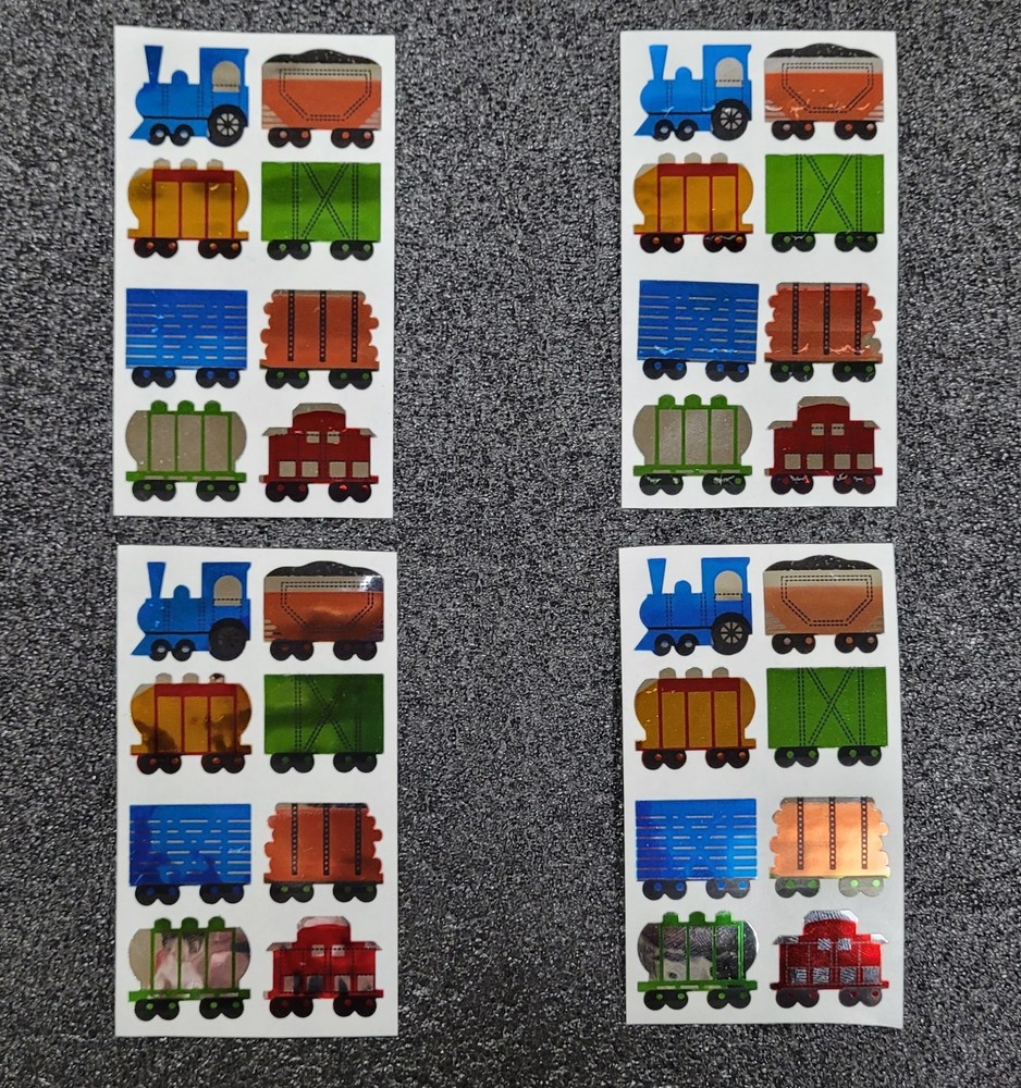RARE VINTAGE «TRAINS» STICKERS! HAMBLY STUDIOS 1980S HOLO FOIL COLLECTABLE