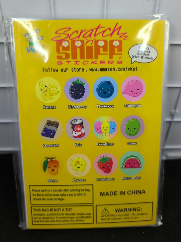 VKPI Scratch and Sniff Stickers – 864 Pieces, 12 Different Scents, 36 Sheets –