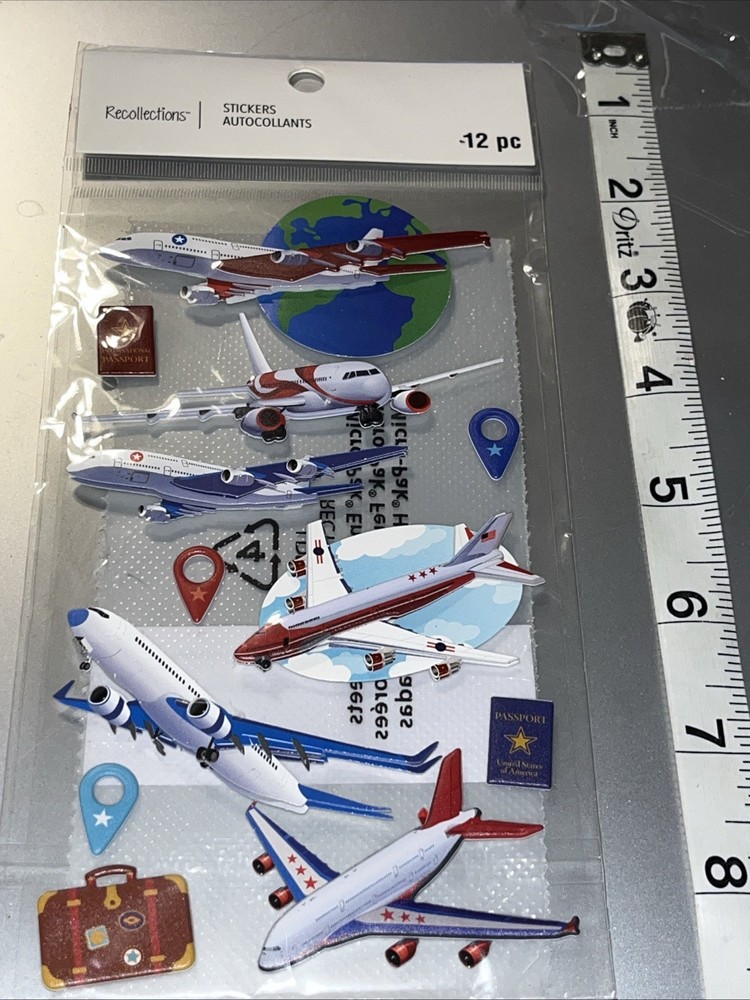 Airplane Travel Sticker Recollections Scrapbook Memory Book Craft New