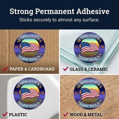 USA Hologram Flag Stickers 1″ Round American Flag Labels, 500 PCS, Glossy Finish