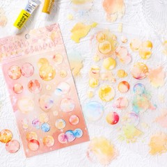 Bubbles Watercolor PET Stickers Precut Sticker Journal Card Decorative Crafts