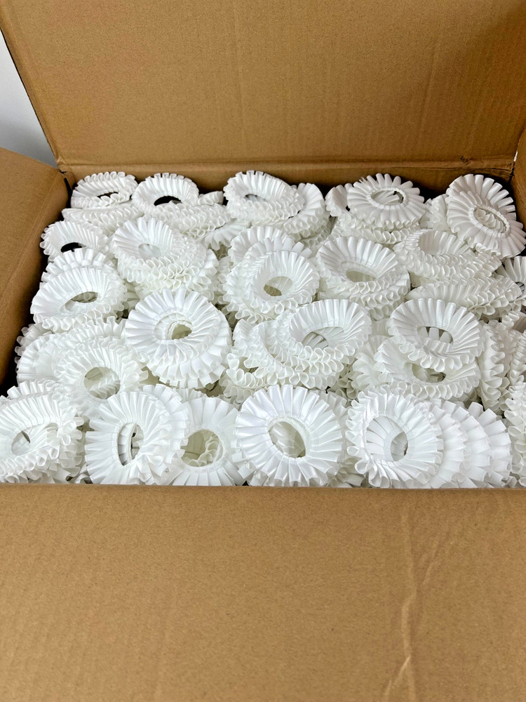 600 pc Case Of White Polyester Satin Rosette For Ribbon Making