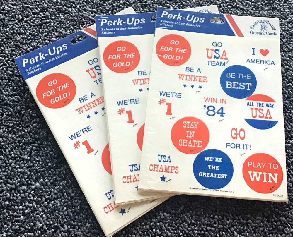 LOT (3) Pack Sticker 1984 Olympics Drawing Board USA 3 Sheets VTG – U Get All 3