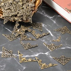 100 PCS Metal Book Corner Protector, Hollow Triangle Wrap Connector bronze