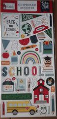 Echo Park Chipboard Accents ~First Day of School~Large 6″X 13″~ School House~Bus
